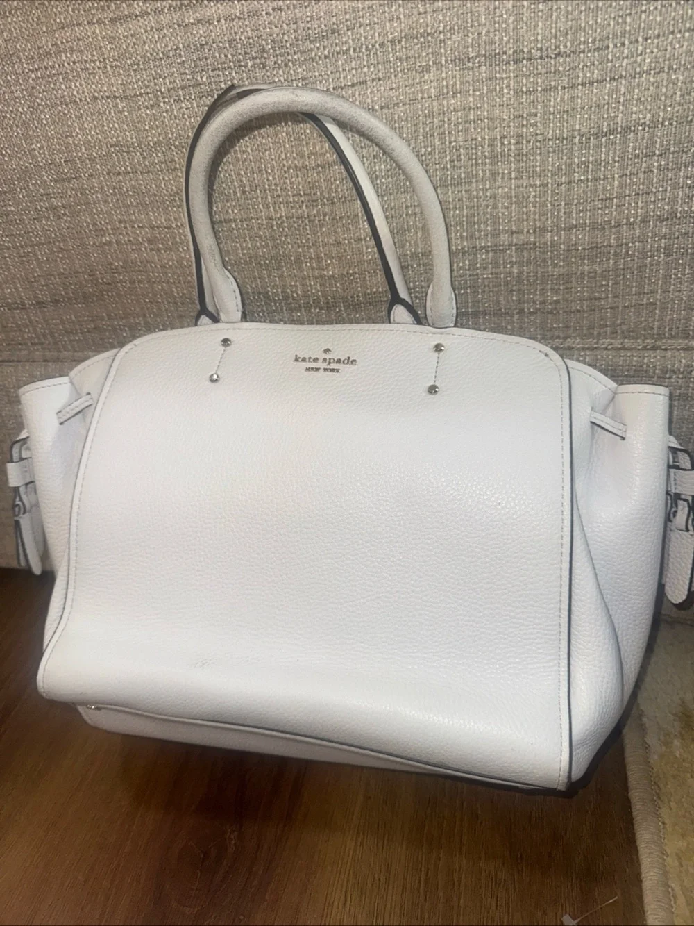 kate spade new york white Satchel Top Handle Zip Strap Pockets